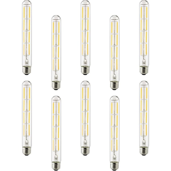 Sunlite LED 6W 60W Equiv E26 Base Dimmable 90 CRI Title-20 2200K Filament T10 Tubular Light Bulb, 10PK 41834-NS - main